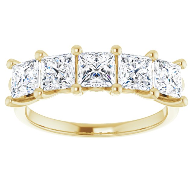 1.95 ct. Princess Cut Diamond Wedding Band 5 Stone Anniversary Ring-VIRABYANI
